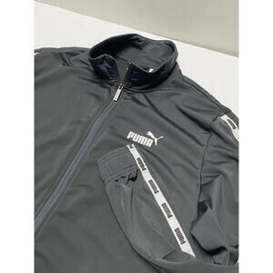 Puma Track Jacket Mens Size XL Gray/ White Full Zip Logo Long Sleeve Athletic
